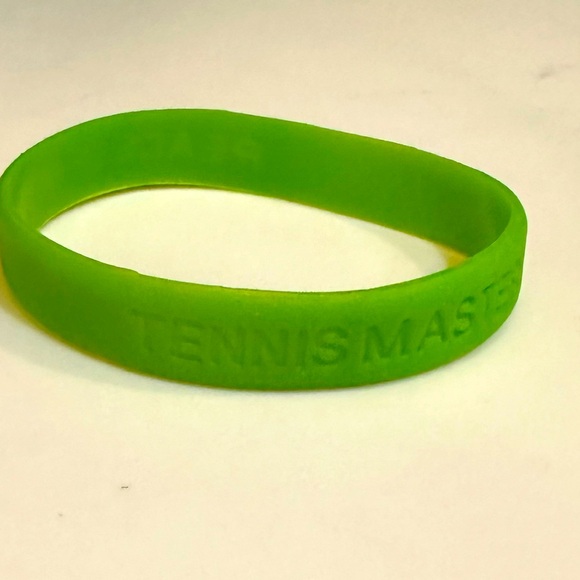 RARE TENNIS MASTERS CUP PEACE OF MIND GREEN SILICONE BRACELET RUBBER JEWELRY - Picture 12 of 13